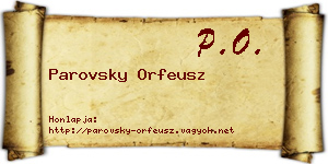 Parovsky Orfeusz névjegykártya